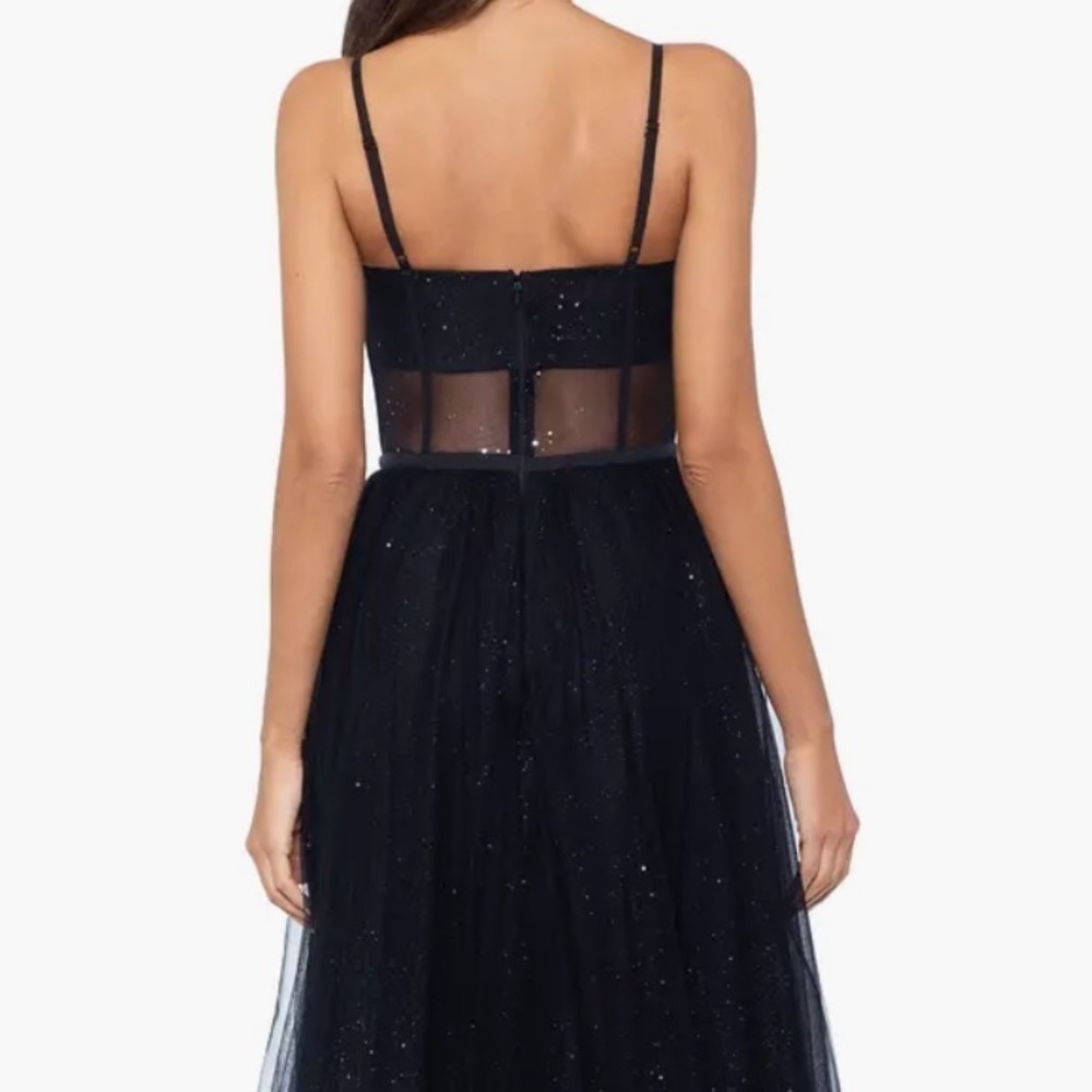 Betsy & Adam Glitter Mesh Gown - Picture 3 of 6